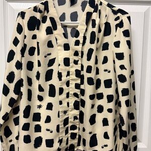 Black and Cream Patterned Blouse